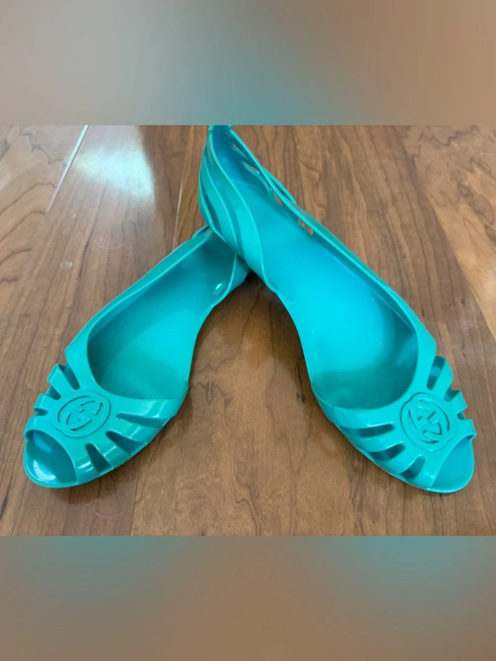 Gucci Turquoise Jelly Flat Sandals - Women's - Picture 2 of 6